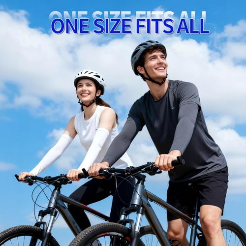 SHEVERCH Plus Size Cooling Arm Sleeves Sun UV Protection for Men Women - color: 2pack-white