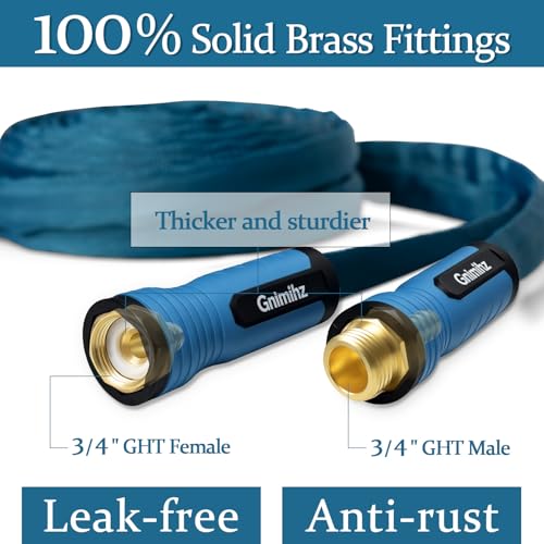 Garden Hose 75 ft, Made of TPE (BetterThan PVC/Hybrid Polymer), Lightweight yet Durable Water Hose with Ergonomic Grip, Drinking Water Safe Material, All-Weather, 3/4" GHT Fittings - size: 75ft + Hose Nozzle