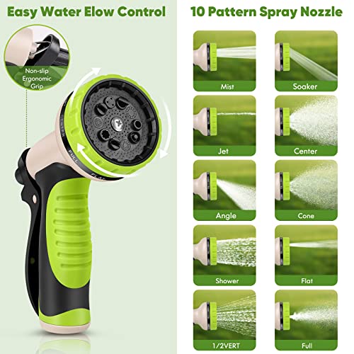Unywarse Garden Hose 50FT Metal Water Hose with 10 Function Nozzle No-Kink - size: 50FT
