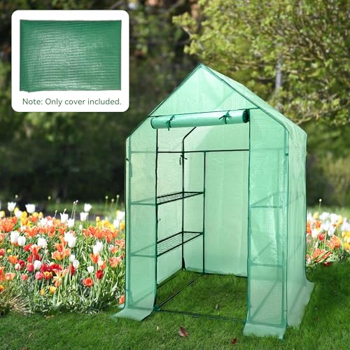 Walk in Greenhouse PE Cover Replacement, (Green) - color: Green