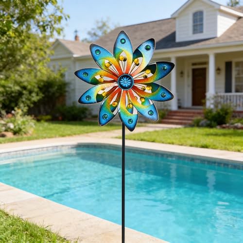 Metal Wind Spinner for Yard Decor Garden Windmill Outdoor Kinetic Wind Sculpture Dual Direction for Backyard Patio Lawn Homewarming Gift