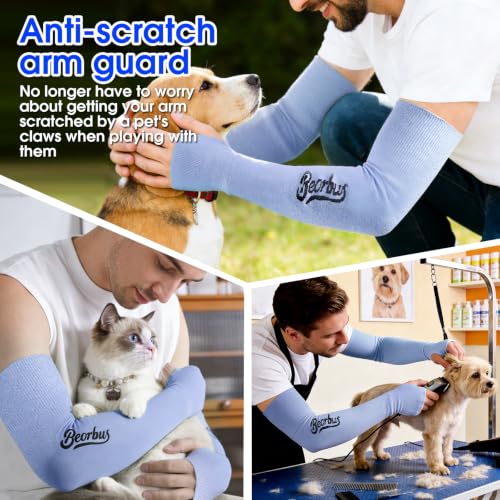 ANSI A5 Cut Resistant Arm Sleeves for Men Women - color: Blue, size: Small