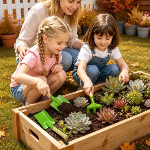 34" Kids Adjustable Leaf Rake Set 10 Pack with 3 Shovels & Leaf Bag - size: 10pcs