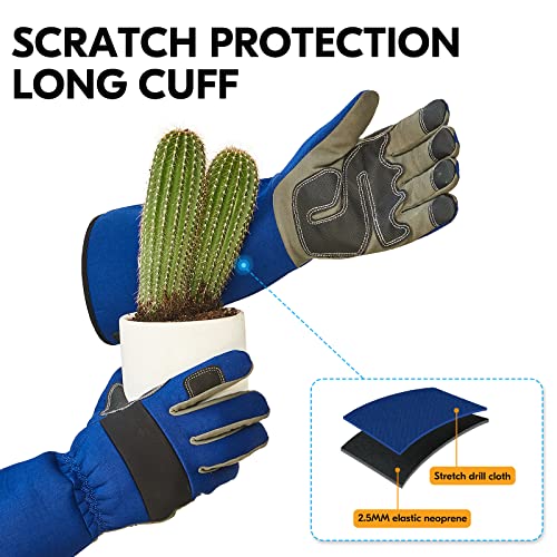 Vgo... Safety Work Gloves Men,Gardening,Long Sleeves Gauntlet,Puncture Proof,Touchscreen(1 Pair,Size M,Blue,AL6608-ML) - color: 1 Pair - Blue, size: Men's Medium