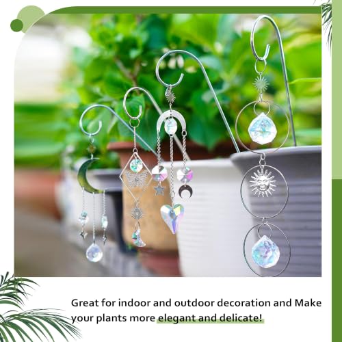 4 Pack Crystal Sun Catchers with 13.5'' Small Trellis for Potted Plants - color: Sliver