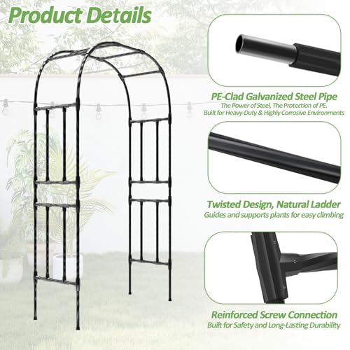 Thickened Metal Garden Arch-59L*94.5H,Trellis for Climbing Plants Outdoor - size: 59(L)*94(H)*16(W)IN