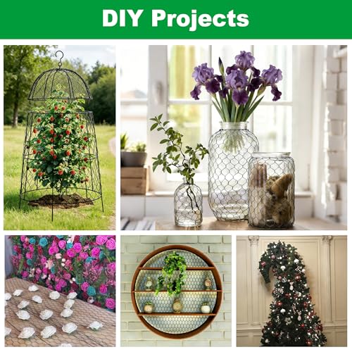 Wire for Floral Arrangements, Green Mesh, 0.6 Inch Hexagonal Galvanized PVC Coated Netting Fence for Crafts, Poultry (16 in x 26 ft) - size: 16 in x 26 ft
