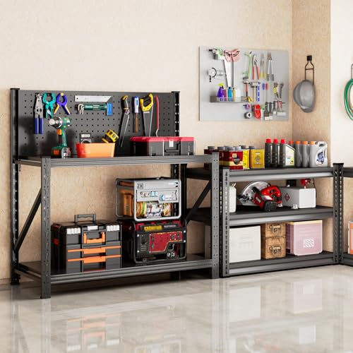 Widened Metal Workbench, 47.2" Extra-Wide Top & Pegboard, 1 Pack - size: 47.2"H x 47.2"W x 18.9"D