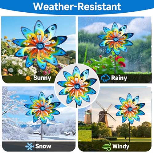 Metal Wind Spinner for Yard Decor Garden Windmill Outdoor Kinetic Wind Sculpture Dual Direction for Backyard Patio Lawn Homewarming Gift