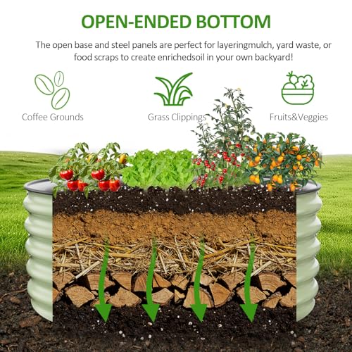 Gruper Raised Garden Bed, 3.5ft x 17'' Tall Round Metal Planter - color: Light Green, size: 42x42x17in