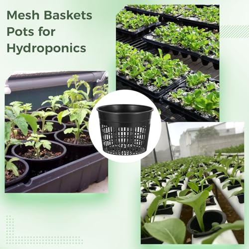 12 Pcs Net Pots for Hydroponics - 6 Inches Hydroponic Baskets Net Cups for Planting with Drainage Holes, Ideal for Lily Plants, Lightweight and Stackable Design for Efficient Growth
