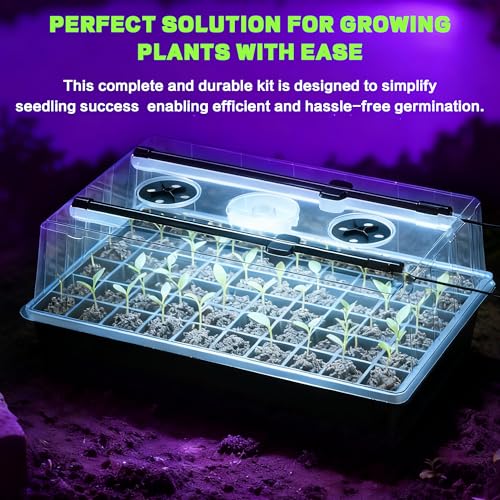60-Cell Self-Watering Seed Starter Tray with Grow Light, Upgraded 1–24H Timer, Seed Trays with Humidity Dome, Indoor Gardening System, Starter Kit for Seeds, Plant Germination - size: 60 cell