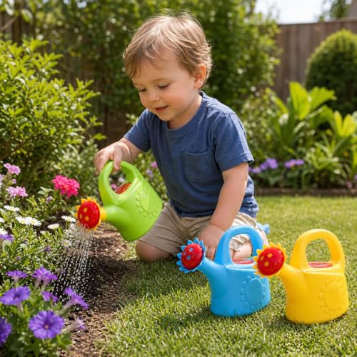 Garneck 3pcs Kids Watering Can Bath Toy Set: Toddler Small Watering Cans for Kids Plastic Garden Water Play Toys Boys Girls Indoor Outdoor Pretend Play Beach Backyard Fun(Random Styles)