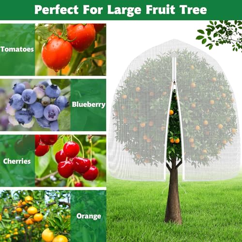 OZMI 4 Pack Fruit Tree Blueberry Bush Netting Cover, 4.6Ft x 5.9Ft Reusable Bird Netting for Garden Protection with Zipper & Drawstring, Shrubs Tomato Strawberry Plant Bushes Protector - size: 4.6 x 5.9 FT