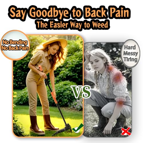 Stand Up Weed Puller with Long Ergonomic Handle, Black