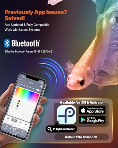 Pawfly 6W Smart Bluetooth Fish Tank Clip Light, Full Spectrum LED Aquatic Light with 24-Hour Cycle Timer & Variable Brightness, USB Supply for 1-5Gal Small Tanks (Adapter Not Included) - size: For 1 to 5 Gallon Fish Tank(Bluetooth)