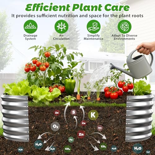 17" Tall Oval-Shaped / Elliptic Metal Raised Garden Bed Outdoor Silver - color: Silver, size: 60X24X16.5 Inches