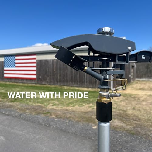 Heavy Duty Tripod Sprinkler 300003, Long Range Sprinkler with 100 FT Reach, 6 Feet Adjustable Tripod Height, 360ยฐ Range Control, for Farm, Lawn, Field, Orchard Irrigation by New England Garden Tools