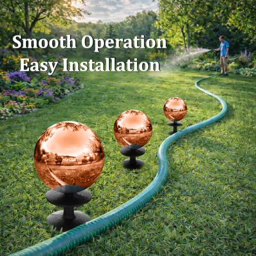 Tandefio 3 Pcs Garden Hose Guide Spike 13.5'' Decorative Ball, Copper - color: Copper