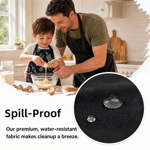 Kids Apron for Cooking, Toddler Apron with Pocket, Girls Boys Apron - color: Black, size: Small