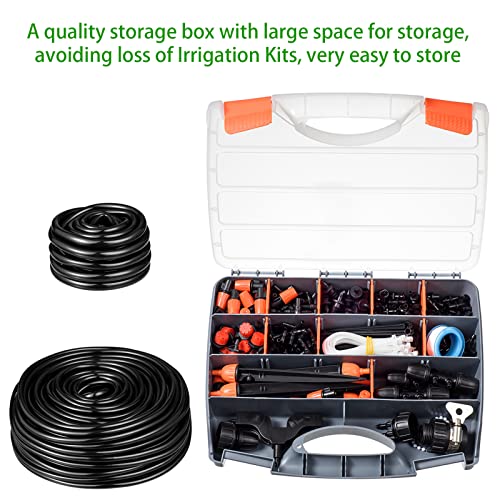 280 Pcs Drip Irrigation Kit, 147FT Garden Watering System 1/2 1/4 in Distribution Tubing Hose Automatic Patio Misting System Micro Automatic Drip Irrigation for Plant Garden Greenhouse Patio Lawn