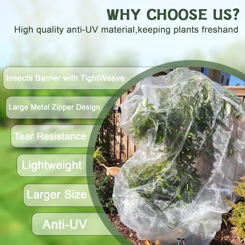 2 Pack 13x13 FT Fruit Tree Net Bags, Zipper Bird Net Cover for Apple Trees - size: 13x13ft(2Packs)