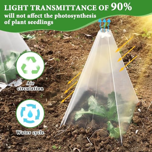 Reusable Plastic Garden Cloches, 7.8" x 11" Mini Greenhouse, 1.2mm Thick Clear Bell Covers with Metal Stakes Against Sun, Frost, Snails, Plant Protector (20pcs-Clear) - size: 20pcs-clear
