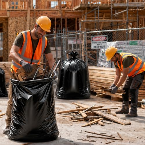 Delxo 55-60 Gallon Contractor Garbage Bags Heavy Duty Industrial Trash Bags - color: 55GAL 40Count