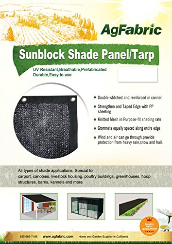 Agfabric 70% Sunblock Shade Cloth with Grommets for Garden Patio 10’ X 12’, Black - size: 10 x 12 ft - 70%