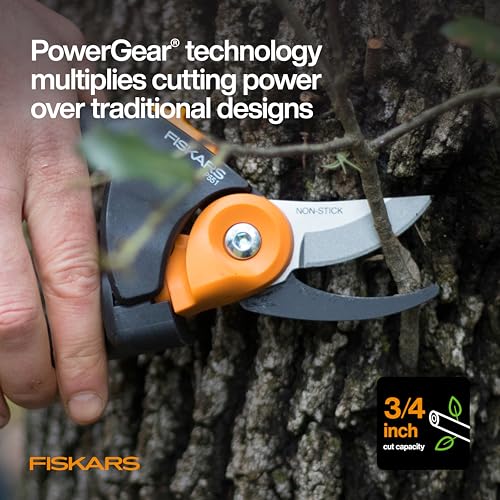 Fiskars PowerGear2 Bypass Pruning Shears, 3/4" Cut Capacity Garden Clippers, PowerGear2 (Pack of 6) - size: PowerGear2 (Pack of 6)