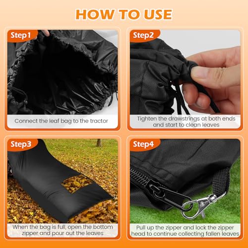 78.7"x51.1" 420D Oxford Lawn Tractor Grass Bag for 54" Riding Mowers - size: 78.7x51.1 Inch