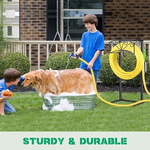 TomCare Garden Hose Holder, Heavy Duty Water Hose Hanger for 160FT Hose - color: Black, size: 15″ W