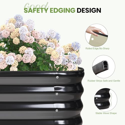G GOOD GAIN Raised Garden Beds Outdoor, 5-in-1 Modular Metal Planter, Grey - color: Gray, size: 8x3x1ft(1pcs)