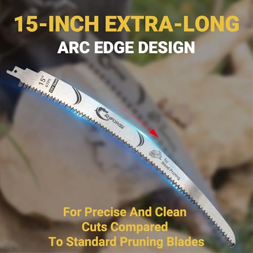 Japanese Teeth Wood Pruning Reciprocating Saw Blades, 15 Inch, 6 TPI, Arc Edge Wood Pruning Saw Blades for Tree Trimming, for Sawzall Blades for Trees (5 Blades)