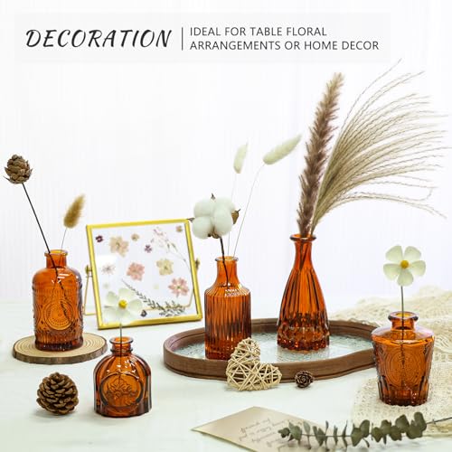 SUPMIND Glass Bud Vases Set of 12, Small Dark Brown Flower Vases in Bulk - color: Amber, size: 12Pcs