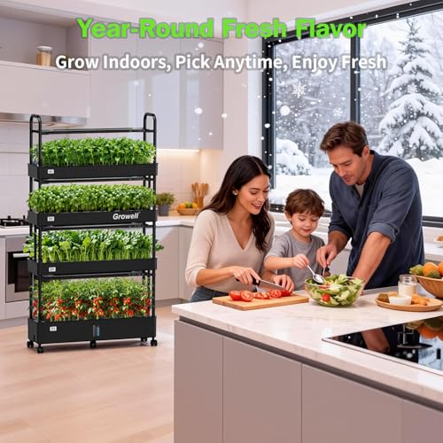 Growell 120 Pods Large Hydroponics Growing System Kit, Indoor Hreb Garden - color: Black, size: 36" - 4 Tier (120 Pods)