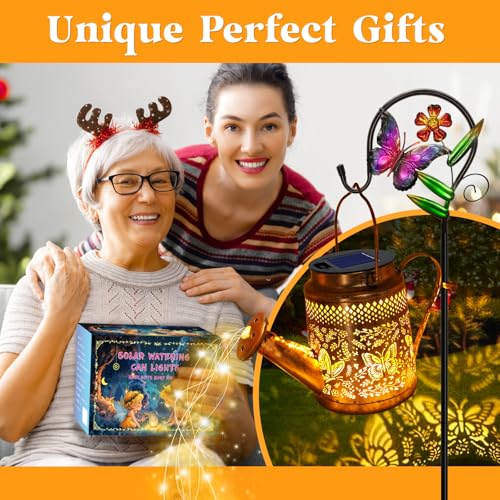 Solar Watering Can Lights, Butterfly Hanging Lantern Solar Lights Outdoor - style: Butterfly