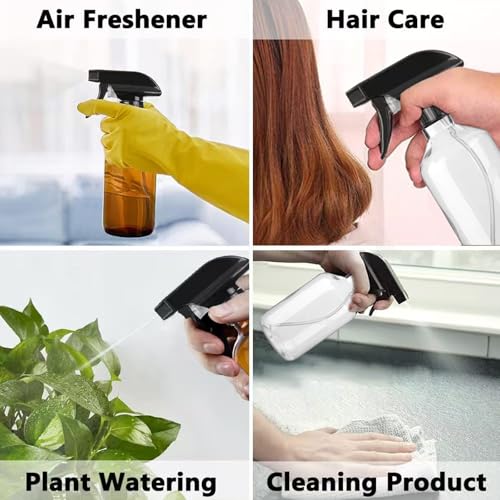 2‑Pack Spray Bottles, 10 oz /300ml Leakproof PET Plastic Refillable Bottles - color: Clear