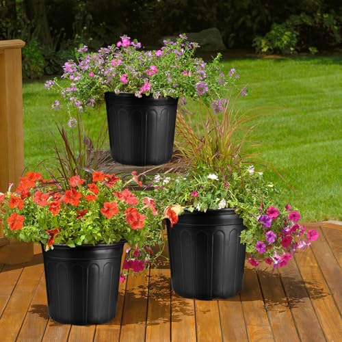 3 Gallon Pots for Plants, 10.6 Inch Gallon Nursery Pots with Drainage Holes, 3 Gallon Plastic Plant Pots for Cuttings, Seeding, Succulents, Transplanting - size: 3Gal-30pack