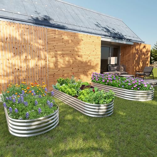 2PCS 6x3x1ft Galvanized Metal Raised Garden Bed Kit,Outdoor Planter Box Vegetables,Flowers,Herbs Durable Rust-Resistant Patio Gardening Beds - size: 6x3x1(2PCS)