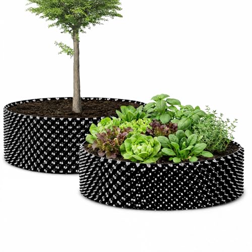 RooTrimmer Air Pruning Containers 60 Gallon 2P, Raised Garden Bed Large Tree Pos New Plastic Nursery Pot Fruit Vegetable Garden Grow beds (4 ft Diameter), Black - size: 60 Gallon-2P