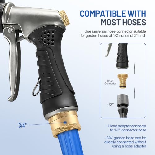 Metal Hose Nozzle with Soap Dispenser,High Pressure Foam Sprayer - size: Short Nozzle