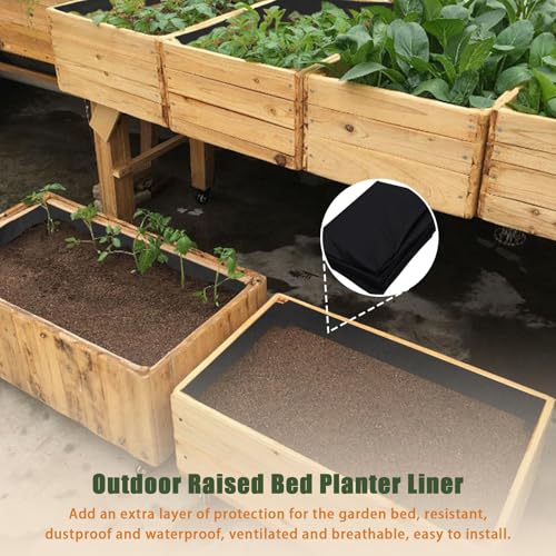 63 * 114 inch Raised Garden Bed Liner, Non Woven Fabric Liner for Large Veg Trough, Keeps Soil Contained and Water Drained - size: 63*114