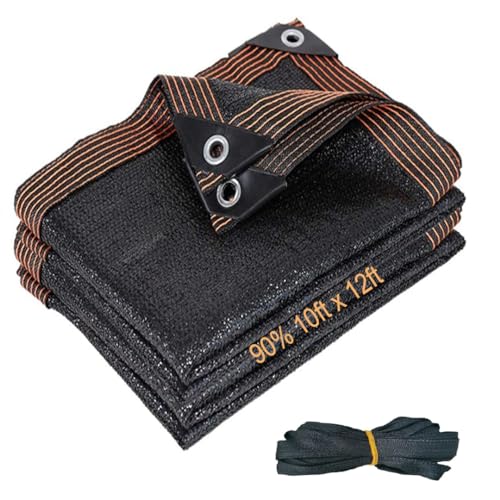 90% Shade Cloth for Garden, 10ft x 12ft Outdoor Shade Fabric Mesh Tarp with Grommets, UV Resistant Sun Shade Netting for Plants, Pergola Cover, Patio, Privacy Fence, Backyard, Greenhouse - size: 10ft x 12ft