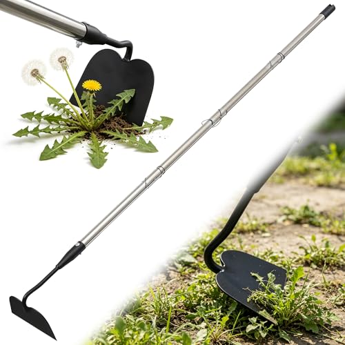Cultivator Garden Tool Heavy Duty, Scuffle Loop Action Hoe Weeding Hand Tool for Women Kids Men, Metal Weeder Scraper Garden Hoe Rake Weed Puller Long Handle 76 inch - size: 76"