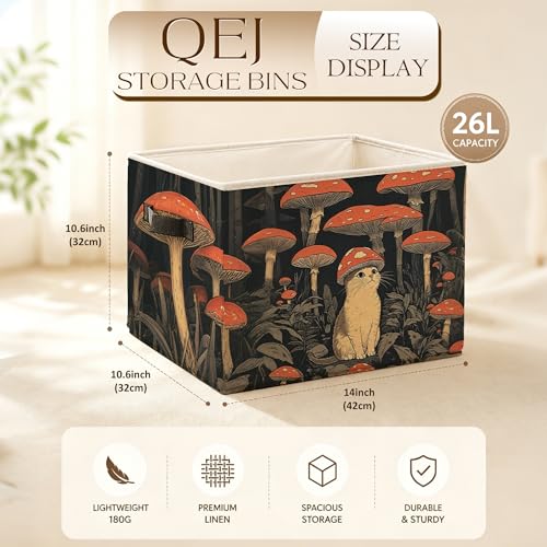 Cat Storage Basket Bin, Cat Lover Gifts - color: Mushroom cat