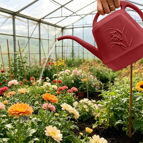 Watering Can with Long Spout 1 Gallon -Wine Red - color: Wine Red