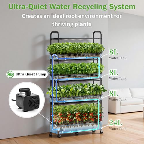 Growell 120 Pods Large Hydroponics Growing System Kit, Indoor Hreb Garden - color: Black, size: 36" - 4 Tier (120 Pods)