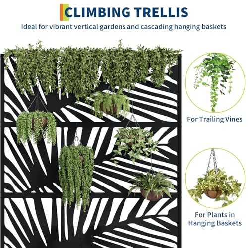 GarveeLife Metal Planter Box with Trellis 71"x47"x16", with Drainage Holes - color: Palm Leaf, size: no wheel