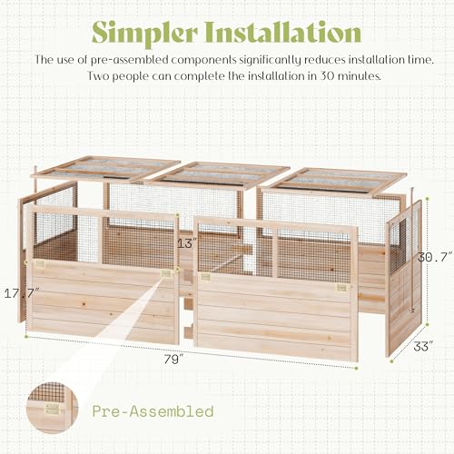 AMERLIFE Raised Garden Bed with Fencing and Trellis,18" Planting Depth - size: 6.6x5.6x3 FT